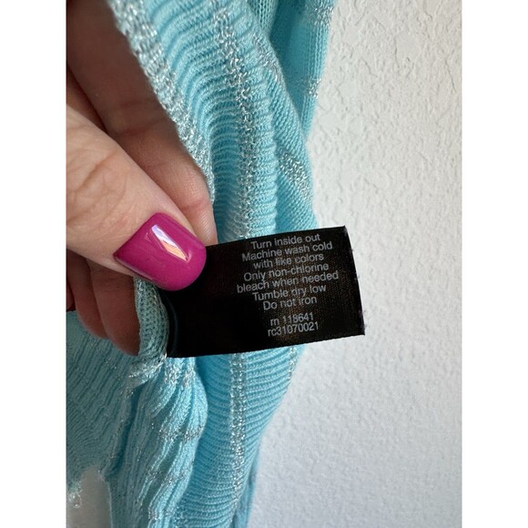 Lane Bryant Women's Blue Shimmer Striped Pullover Knit Cropped Sweater 22/24 - Picture 8 of 12